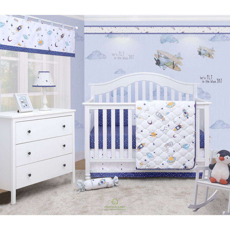 Zoomie Kids Rawlings Outer Space Galaxy Baby Nursery 6 Piece Crib